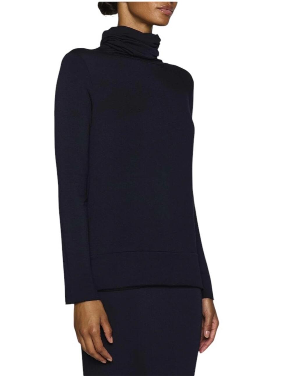 Bleusalt Navy Blue Long Sleeve Modal The Turtleneck Pullover Top